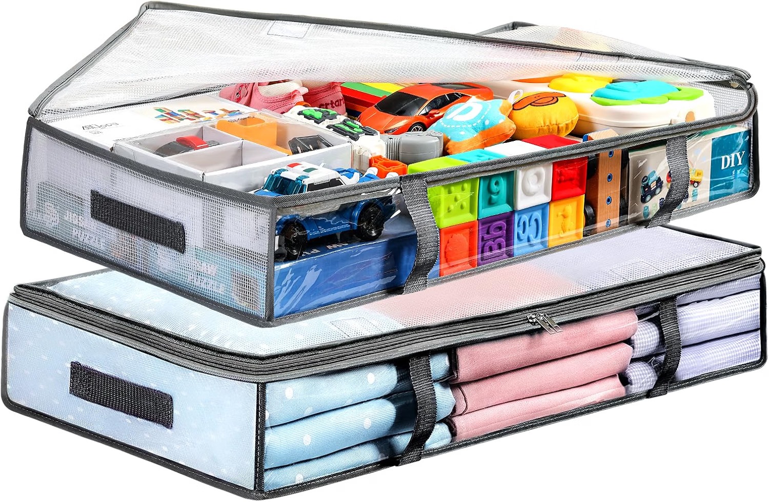 Clear under-bed storage bins, 2-pack